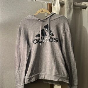 Adidas Heather Gray Logo Hoodie